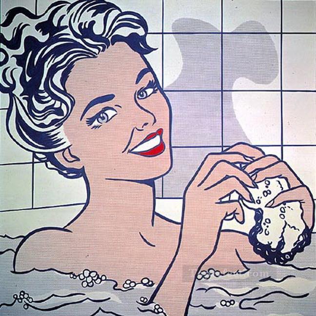 お風呂の女性 1963 POP油絵